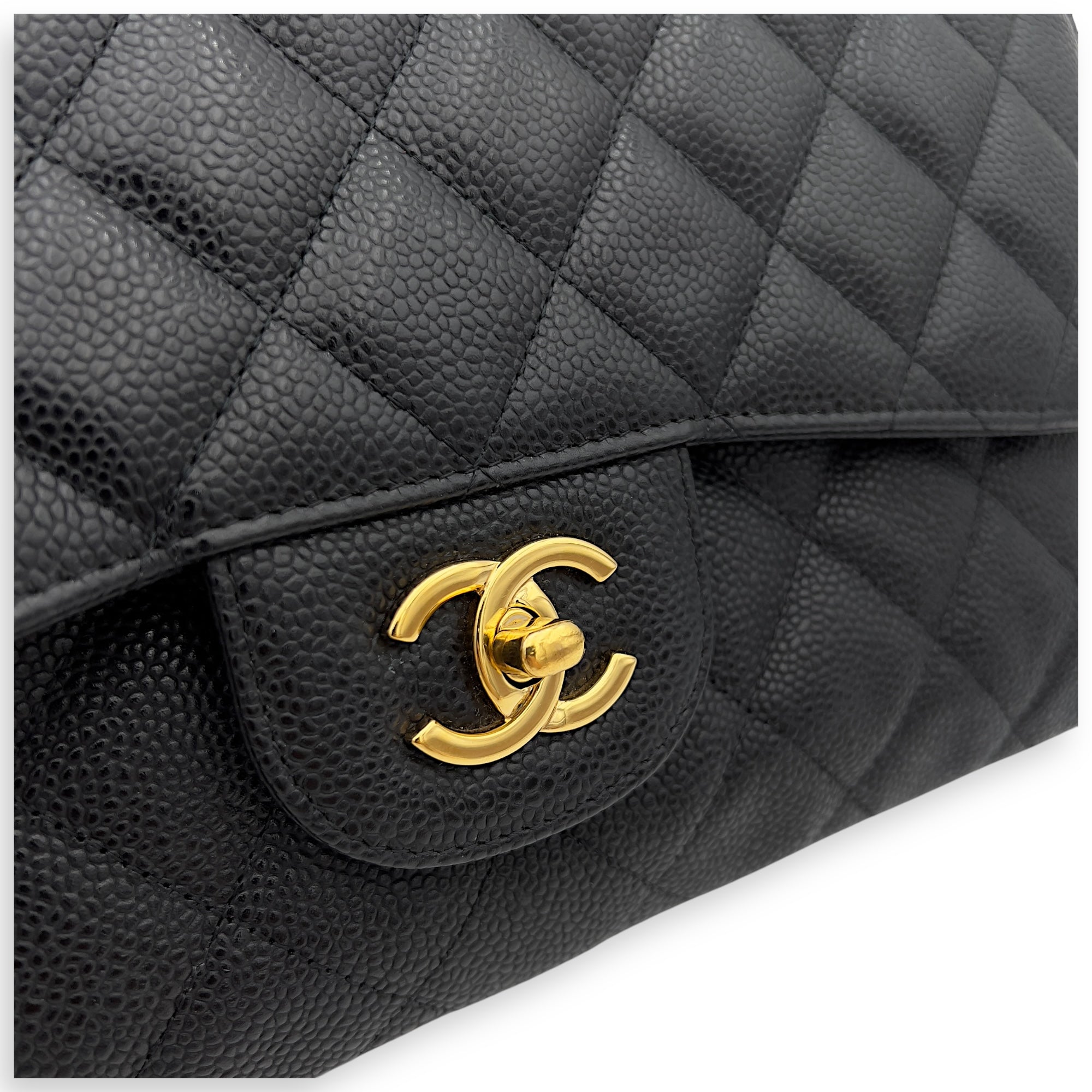 Chanel Classic Shoulder Bag Jumbo Black in Caviar Leather , Gold Hardware_5