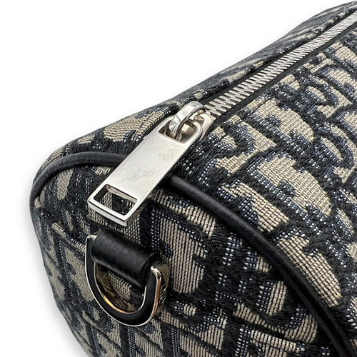 Christian Dior Roller Crossbody Bag Blue in Jacquard, Silver hardware_9