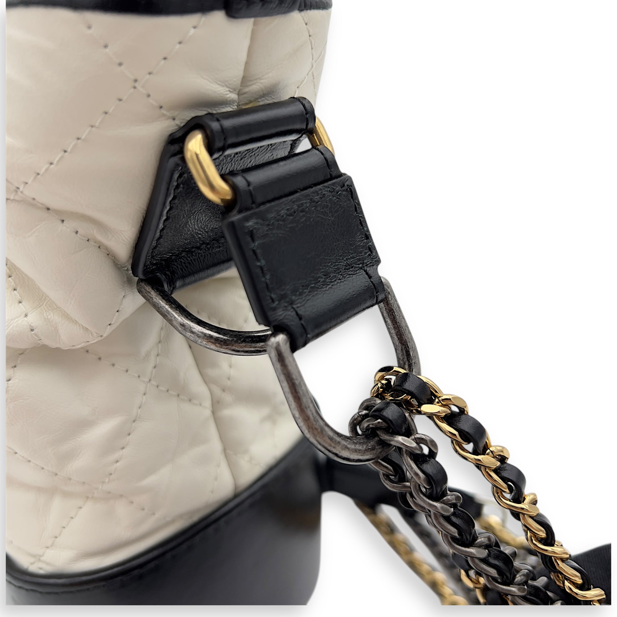 Chanel Gabrielle Shoulder Bag White in Calfskin, Mixed hardware_9