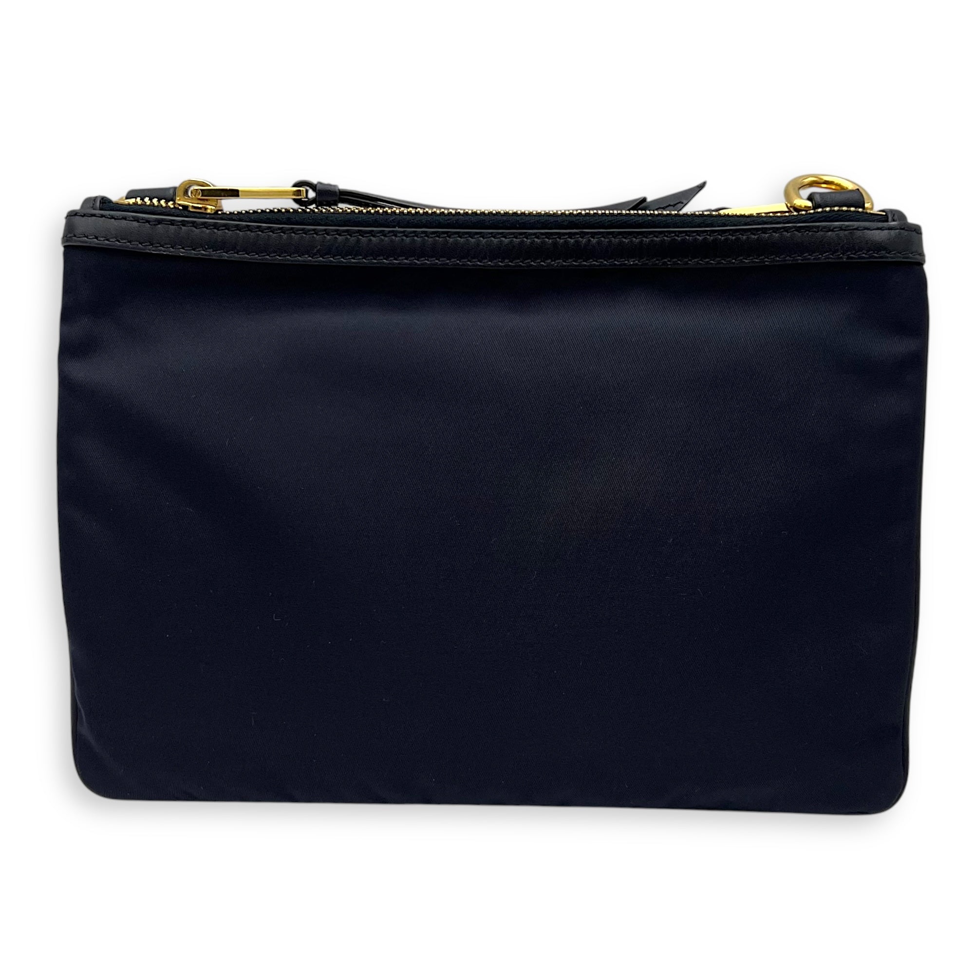 Prada Logo Crossbody Bag Black in Nylon, Gold hardware_2
