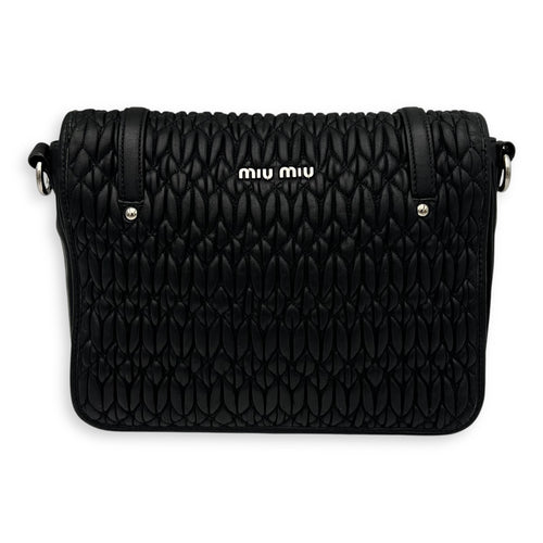 Miu Miu Matelassé Crossbody Bag Black in Calfskin, Silver hardware_2