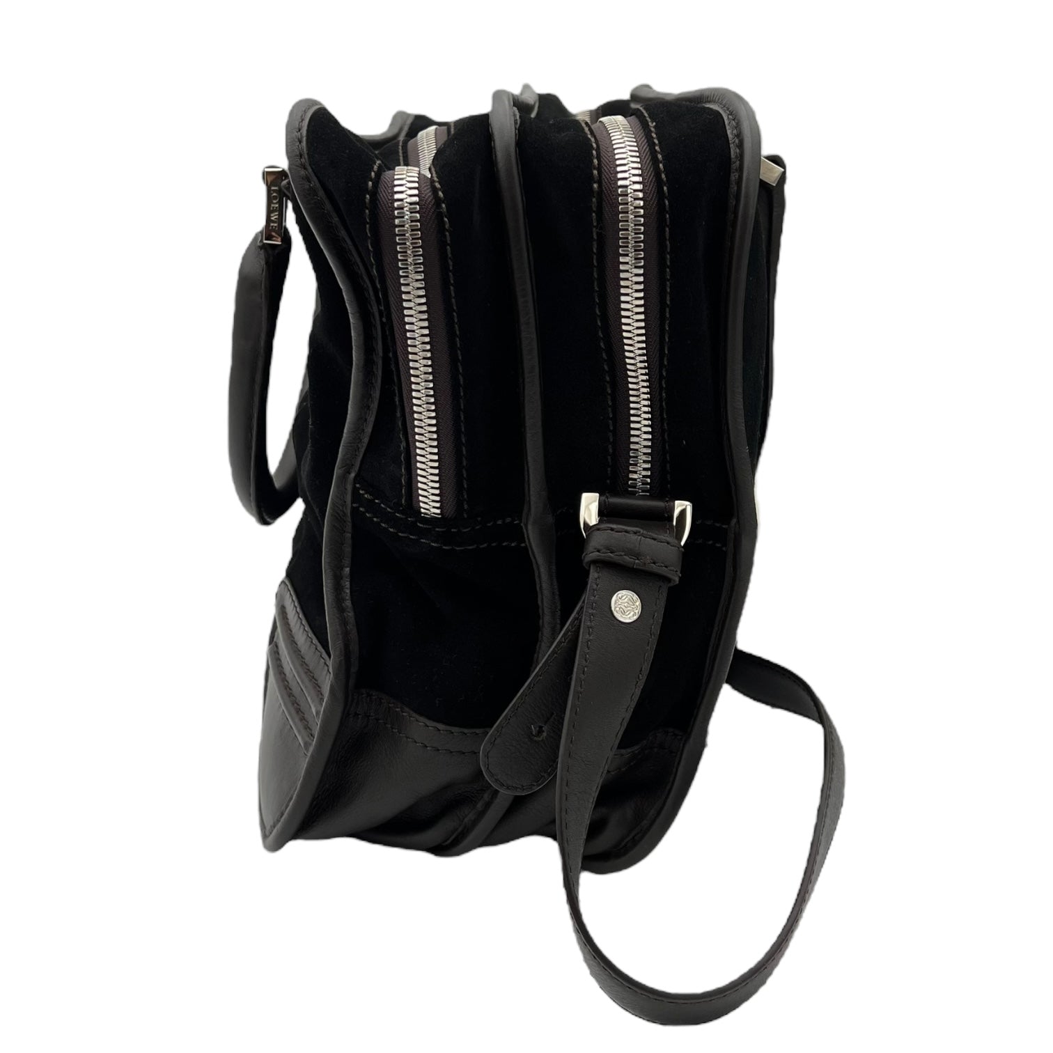 Loewe Amazona Top Handle Bag Black in Epsom, Silver hardware_4