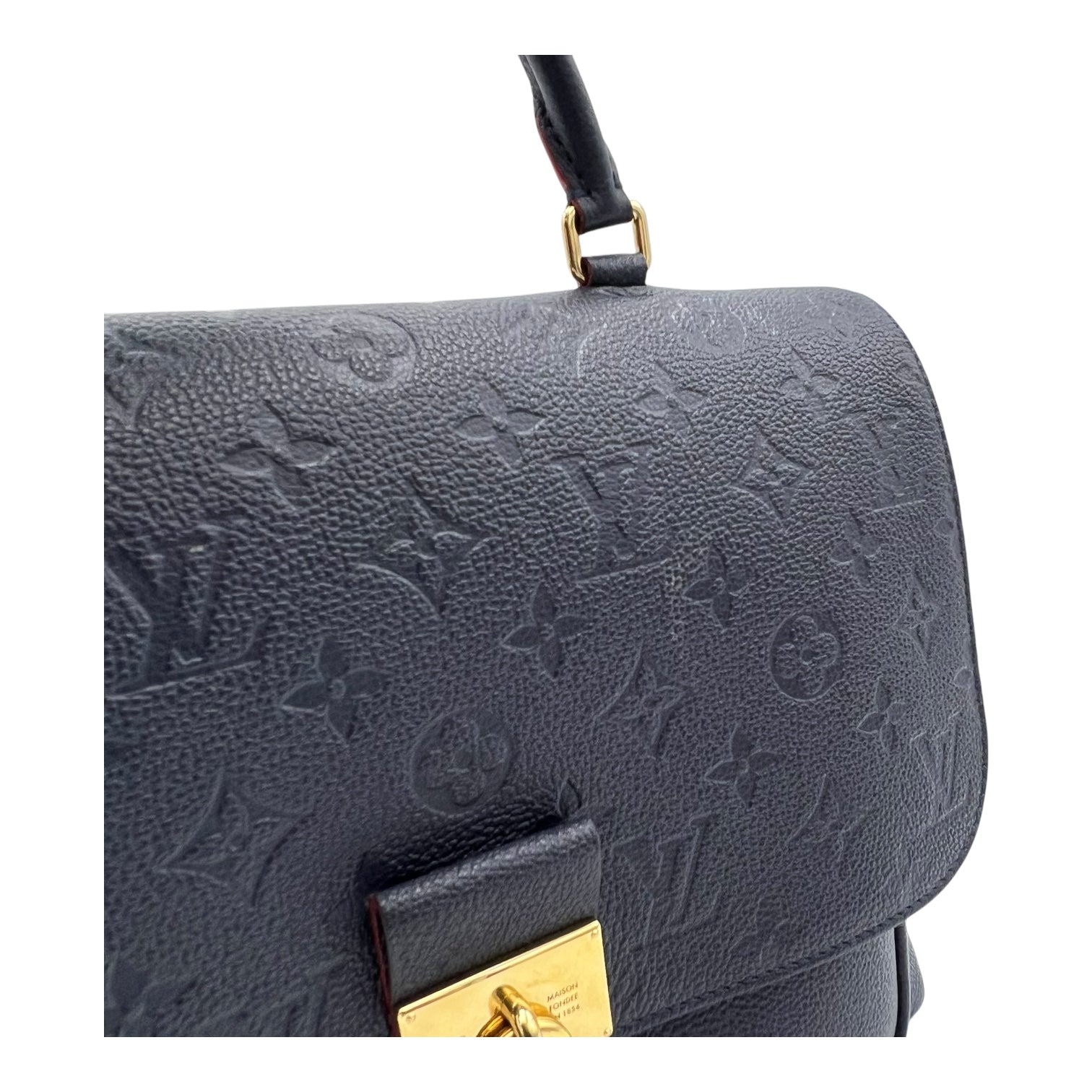 Louis Vuitton Marignan Top Handle Bag Blue in Empreinte Leather, Gold hardware_9