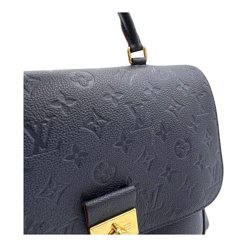 Louis Vuitton Marignan Top Handle Bag Blue in Empreinte Leather, Gold hardware_9