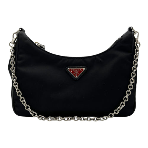 Prada Re-Nylon Crossbody Bag Black in Re-Nylon, Silver hardware_9