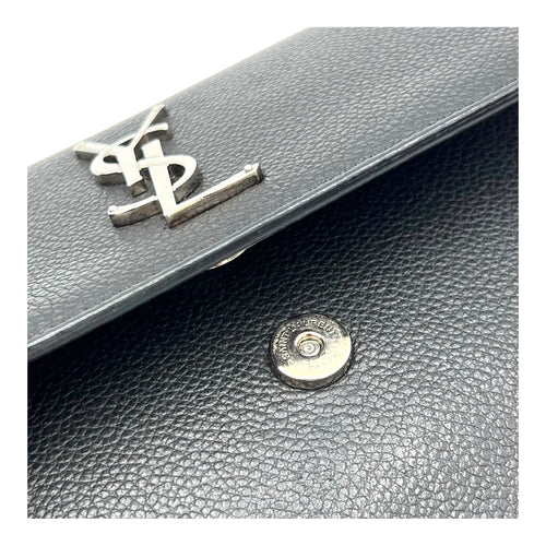 Saint Laurent Sunset Shoulder Bag Black in Calfskin, Silver hardware_9