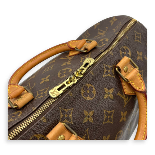 Louis Vuitton Speedy Bandouliere Top Handle Bag 30 Brown in Monogram Coated Canvas, Gold hardware_9