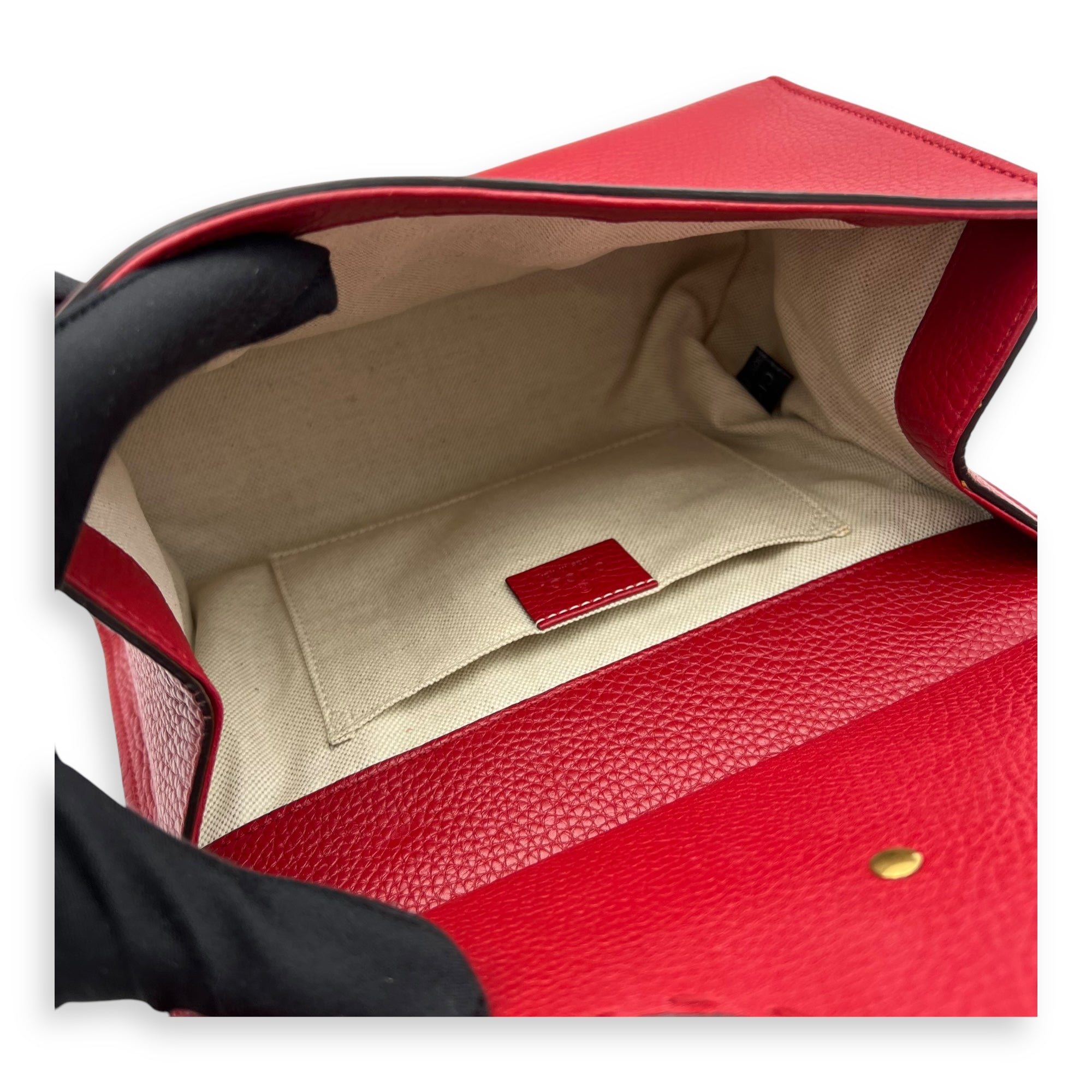 Gucci GG Marmont Top Handle Bag Red in Calfskin, Gold hardware_9