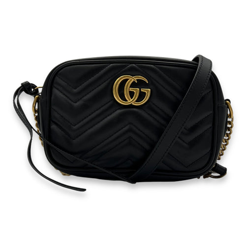Gucci GG Marmont Crossbody Bag Small Black in Calfskin, Gold hardware_9