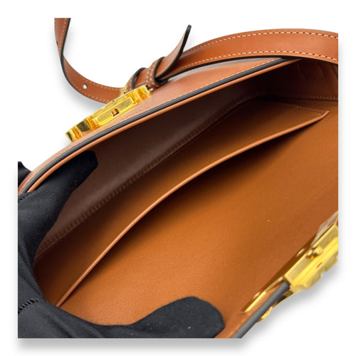 Celine Triomphe Shoulder Bag Brown in Calfskin, Gold hardware_9