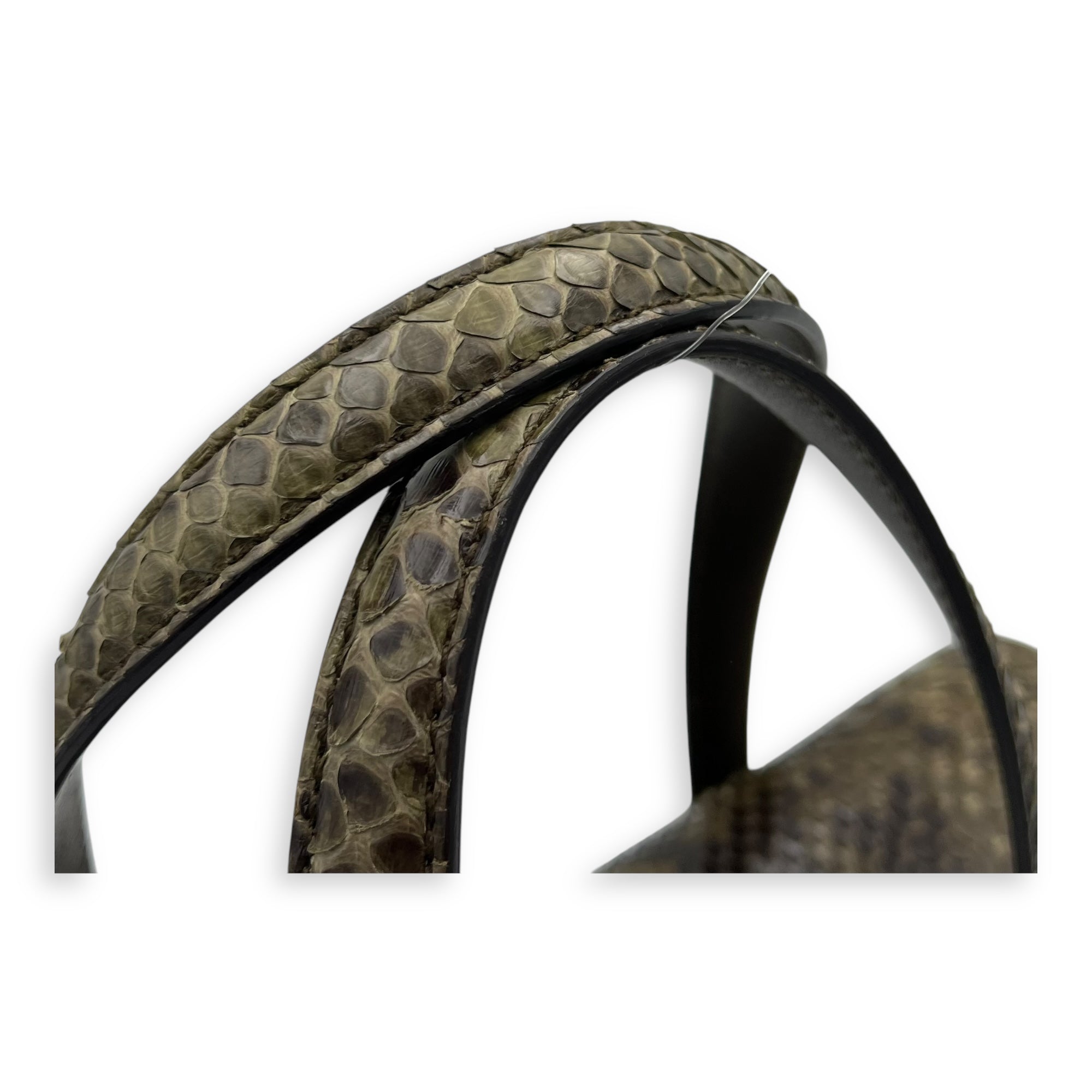 Gucci Flap Top Handle Bag Green in Python Leather, Silver hardware_9