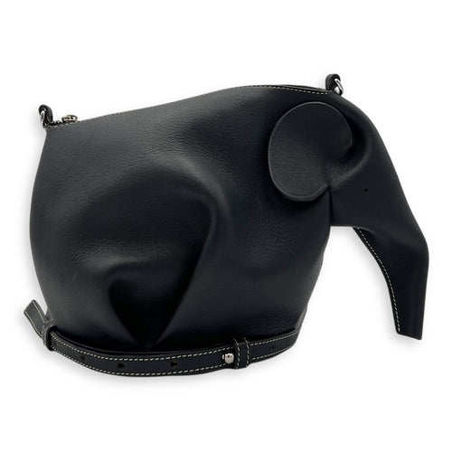 Loewe Elephant Crossbody Bag Black in Calfskin, Silver hardware_9