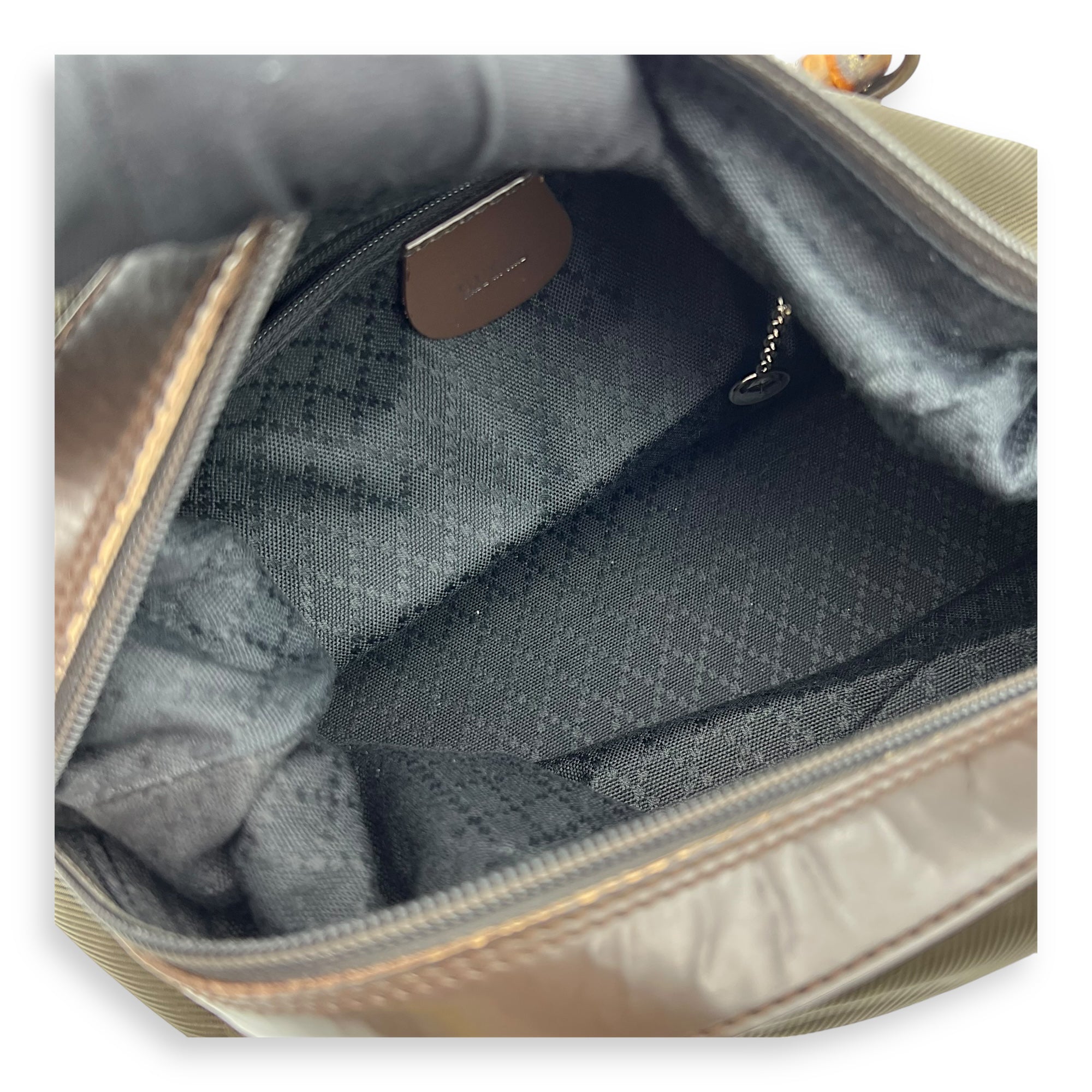 Gucci Bamboo Shoulder Bag Brown in Canvas, Silver hardware_6