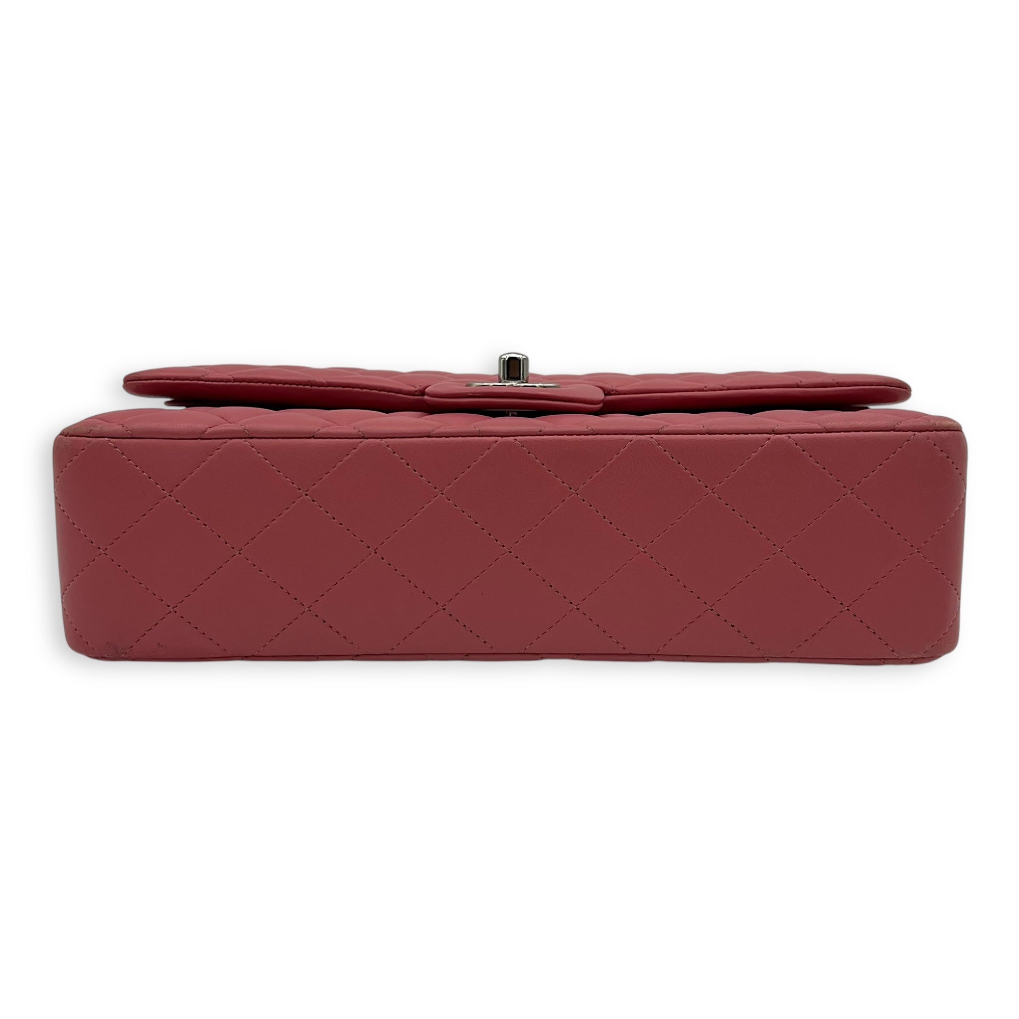 Chanel Classic Medium Pink Shoulder Bag in Lambskin, Silver hardware_5