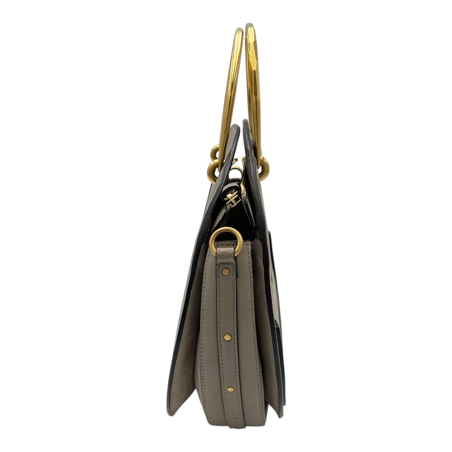 Chloé Pixie Top Handle Bag Grey in Calfskin, Gold hardware_3