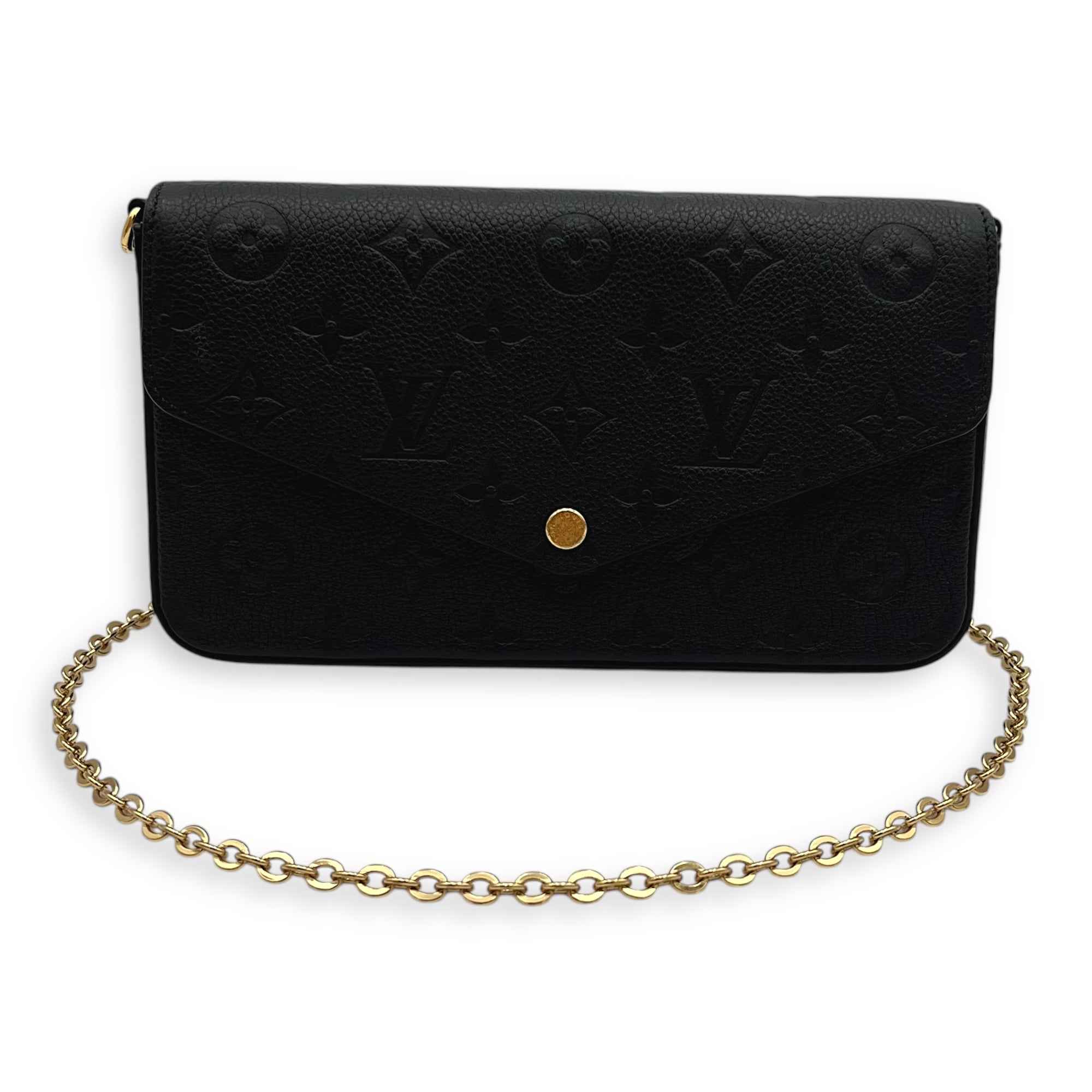 Louis Vuitton Felicie Wallet On Chain Black in Monogram Empreinte Leather, Gold hardware_11