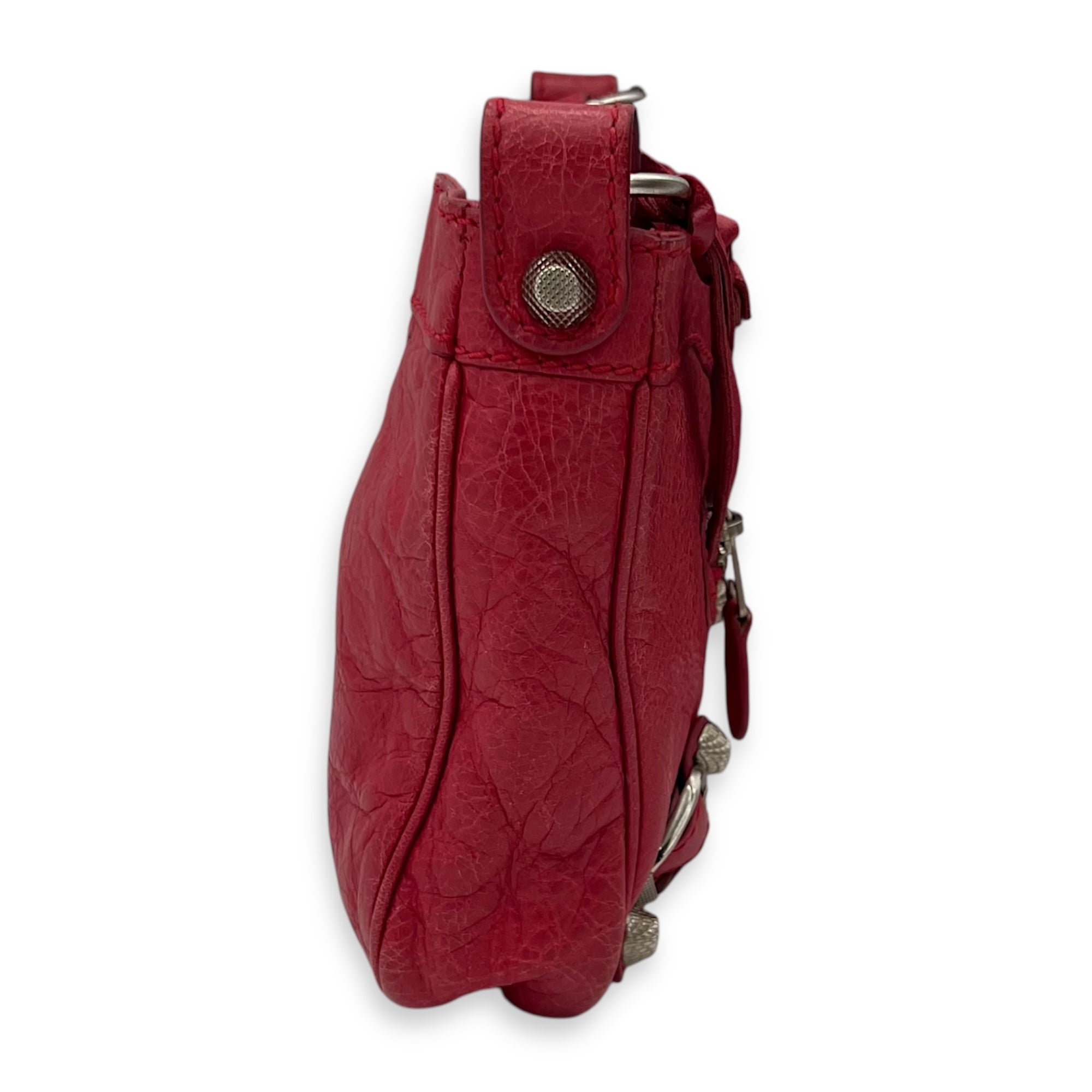 Balenciaga Hip Shoulder Bag Pink in Distressed Leather, Silver hardware_4