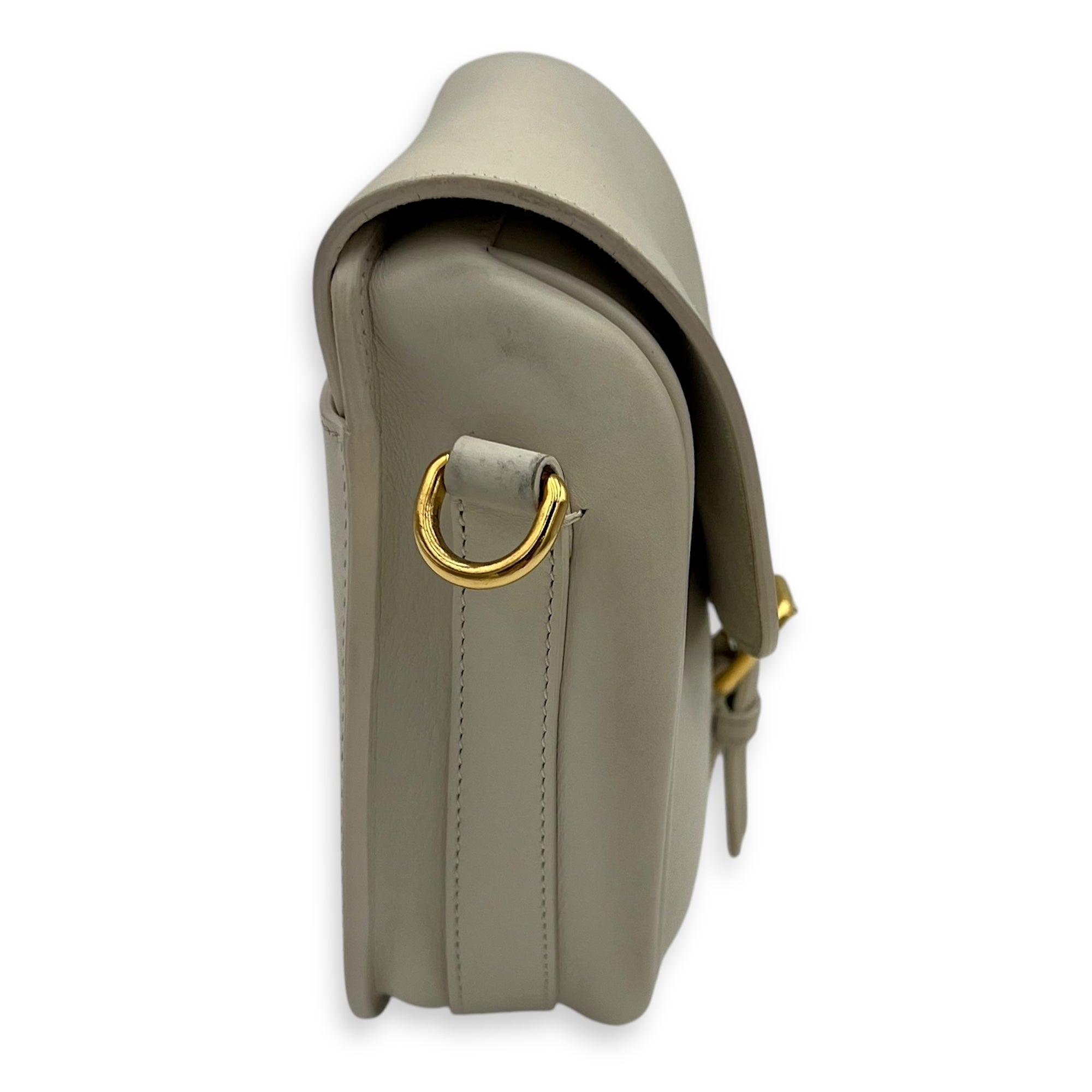 Christian Dior Bobby Crossbody Bag White in Calfskin, Gold hardware_4