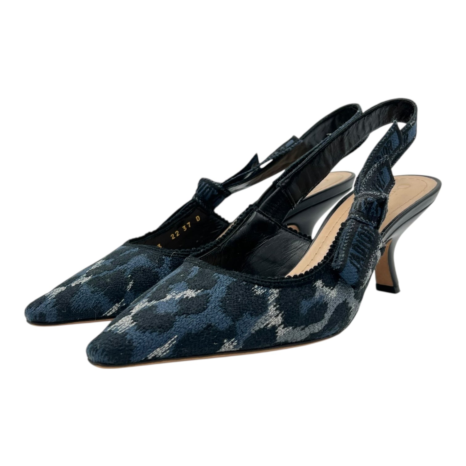 Christian Dior Jacquard Slingbacks Heels Others Blue in Jacquard_2