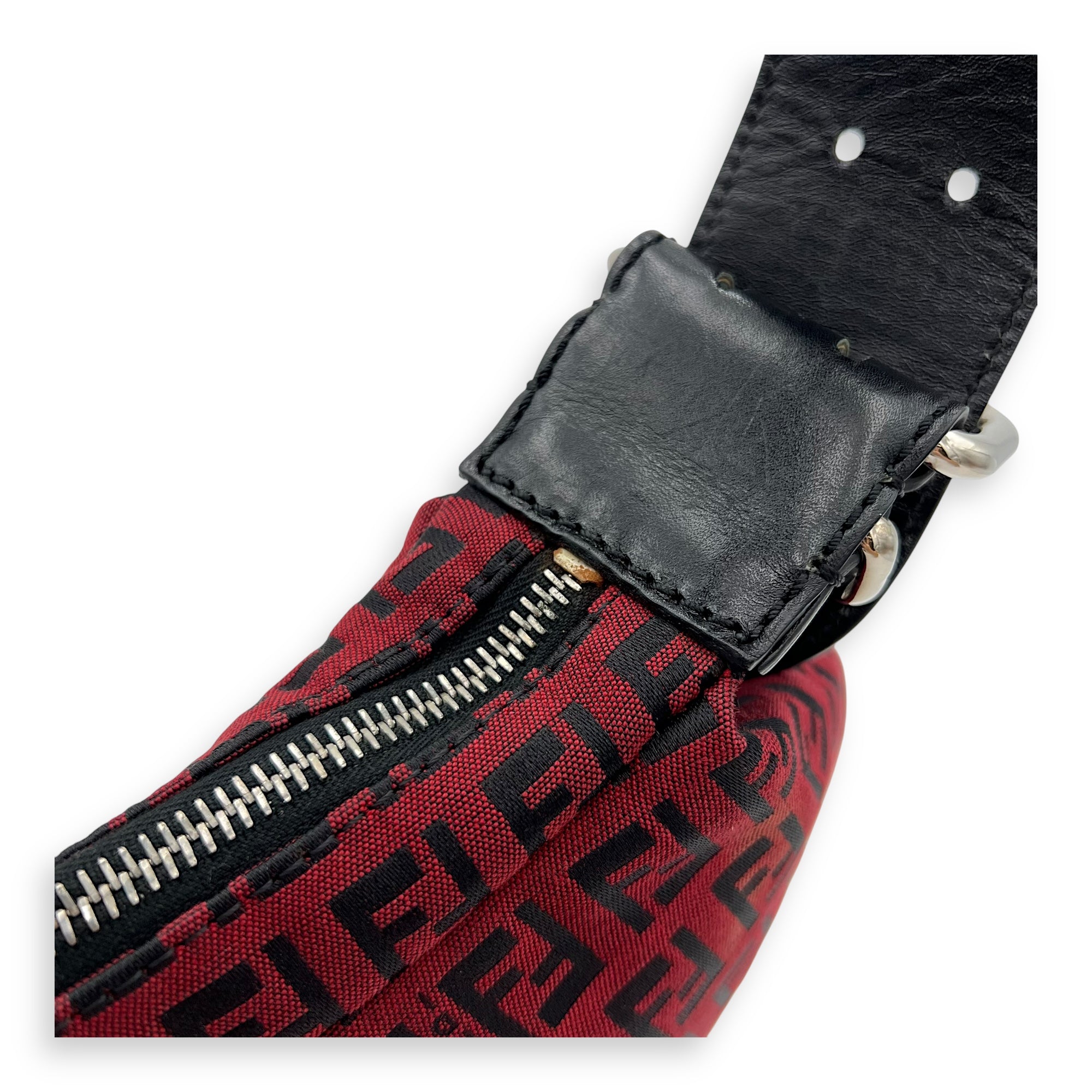 Fendi Zucca Shoulder Bag Red in Canvas, Silver hardware_8