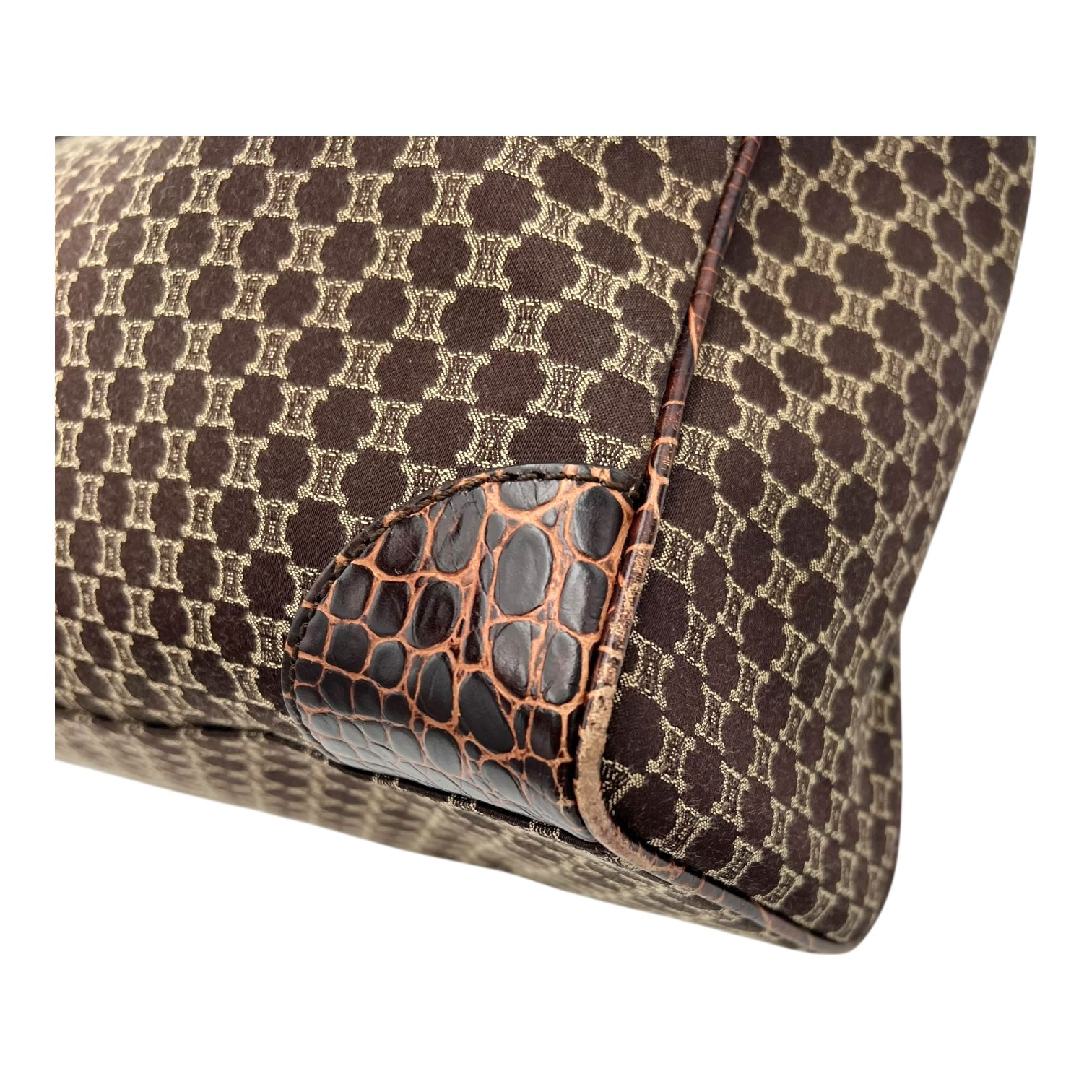 Celine Macadam Tote Bag Brown in Jacquard, Silver hardware_9