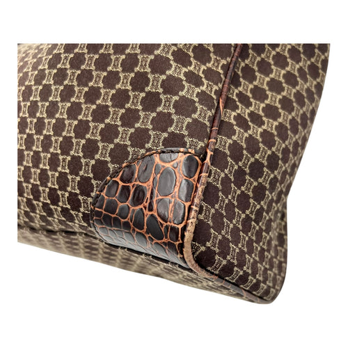 Celine Macadam Tote Bag Brown in Jacquard, Silver hardware_9