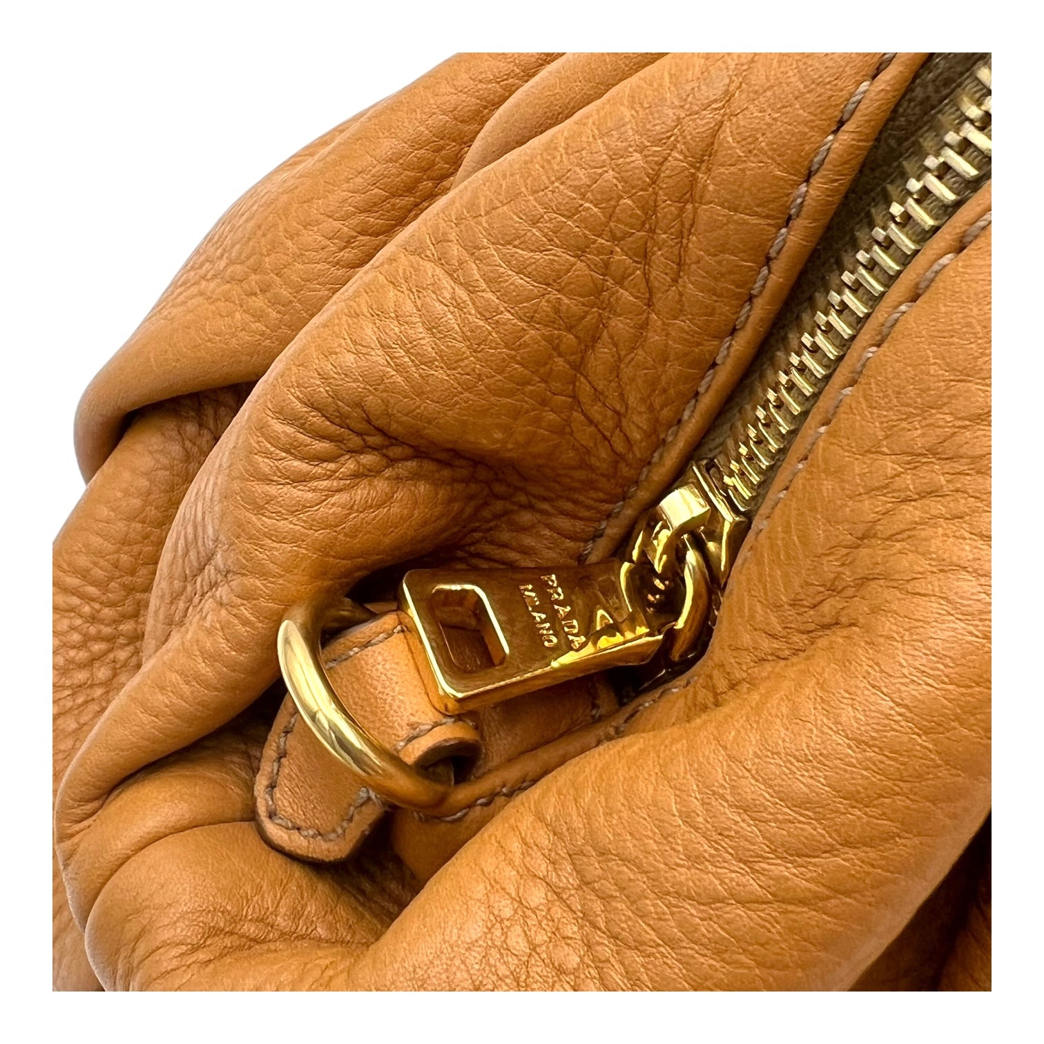 Prada Logo Top Handle Bag Yellow in Calfskin, Gold hardware_9