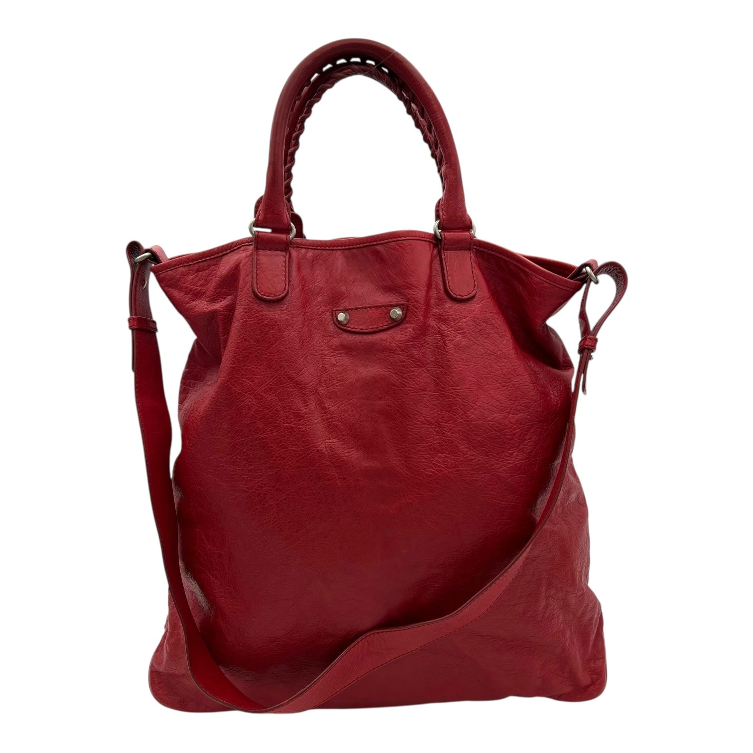 Balenciaga Others Top Handle Bag Red in Distressed Leather, Silver hardware_9