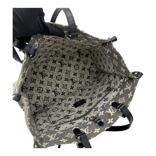 Louis Vuitton OnTheGo Top Handle Bag Black in Denim, Silver hardware_9