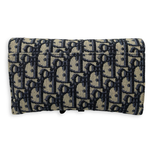 Christian Dior Saddle Wallet On Chain Blue in Jacquard, Gold hardware_2