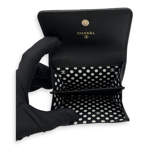 Chanel Pearl wallet Wallet Small Black in Lambskin, Gold hardware_6