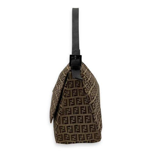 Fendi Baguette Shoulder Bag Brown in Jacquard, Silver hardware_4