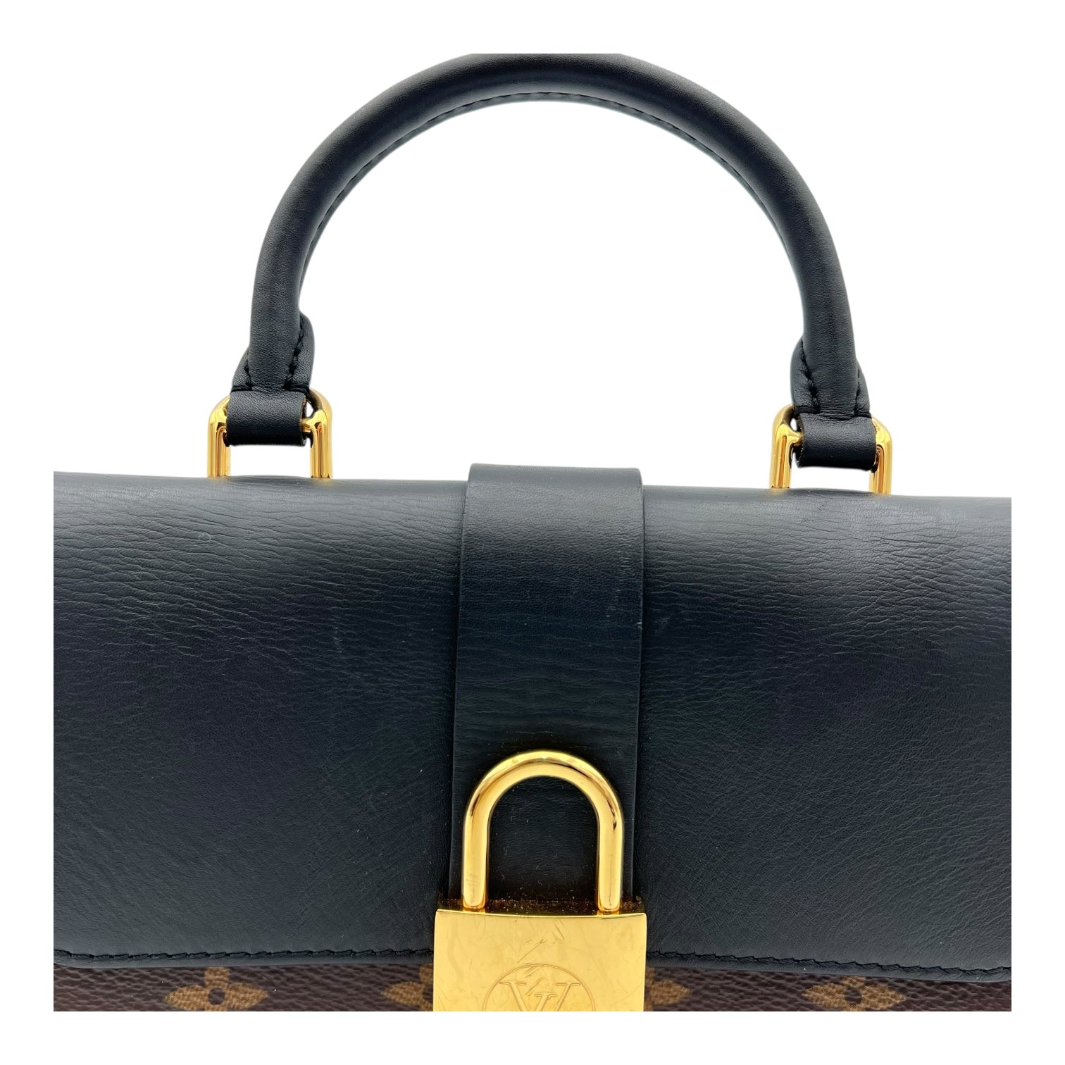 Louis Vuitton Locky Top Handle Bag Black in Monogram Coated Canvas, Gold hardware_8