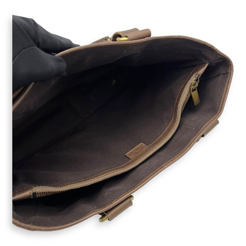 Celine Boogie Top Handle Bag Brown in Suede Leather, Gold hardware_9