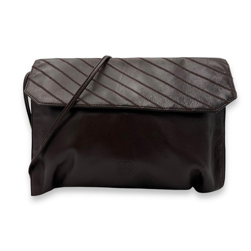 Loewe Logo Shoulder Bag Brown in Lambskin, Gold hardware_9