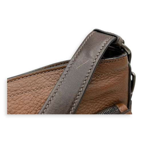 Prada Cervo Crossbody Bag Medium Brown in Calfskin, Silver hardware_9