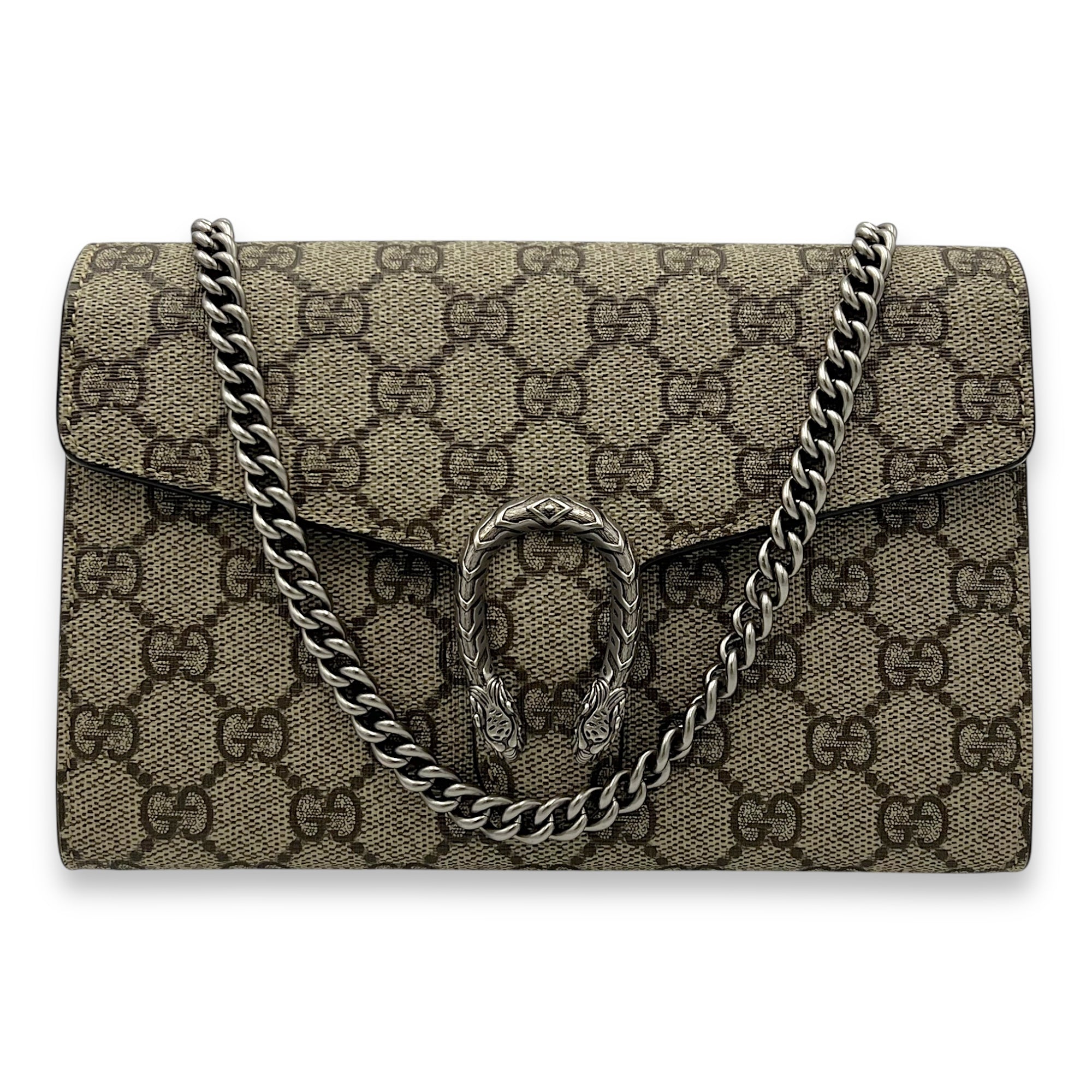Gucci Dionysus Wallet On Chain Beige in Coated Canvas, Silver hardware_9