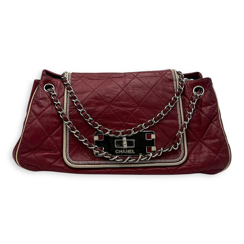 Chanel Vintage Shoulder Bag Red in Calfskin, Silver hardware_9