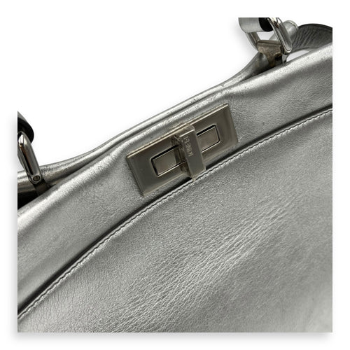 Fendi Peekaboo Top Handle Bag Silver in Calfskin, Silver hardware_9