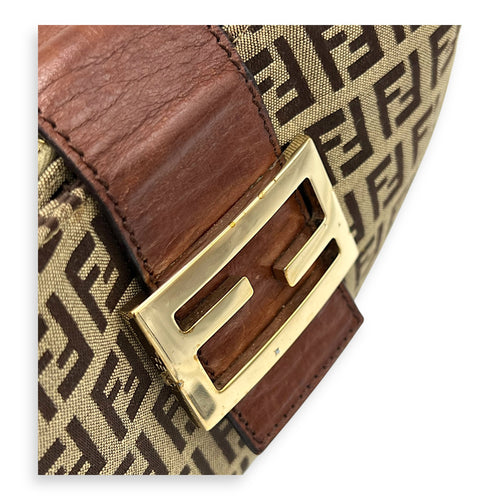 Fendi Vintage FF Shoulder Bag Brown in Jacquard, Gold hardware_9