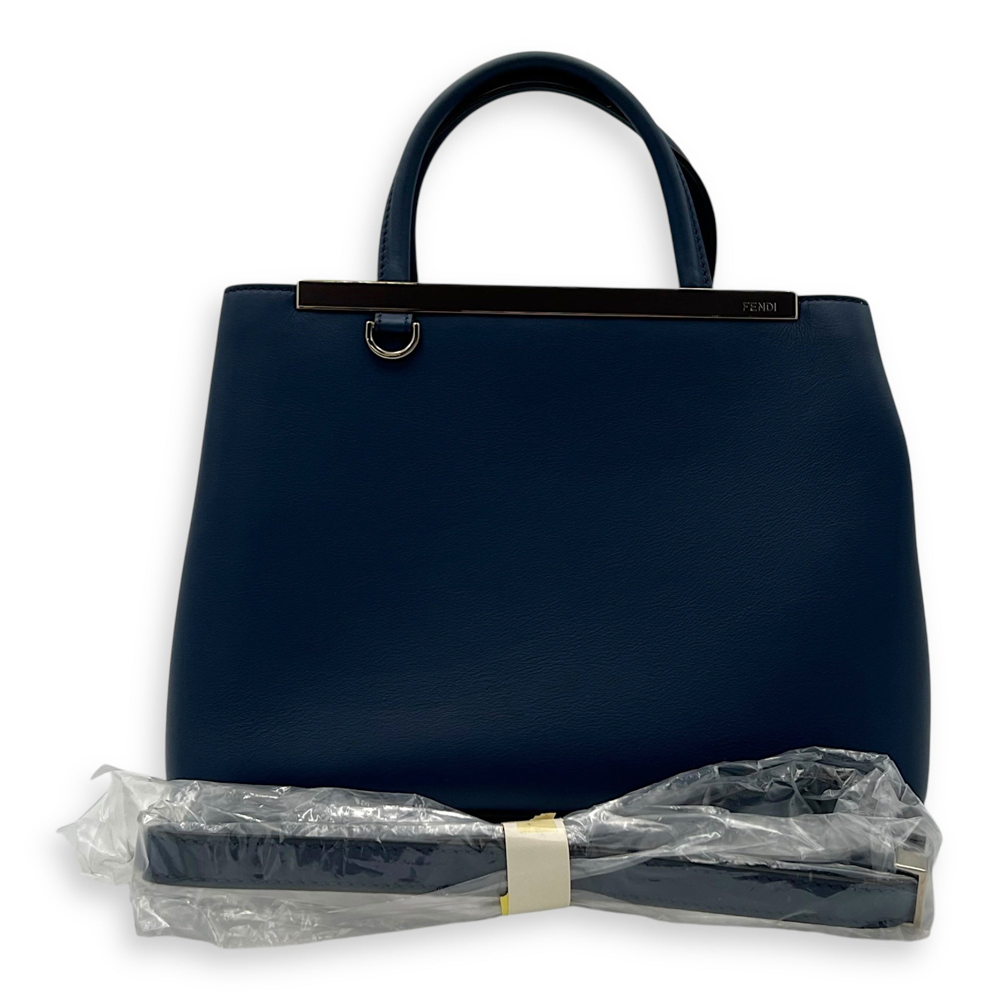 Fendi 2 jours Top Handle Bag Blue in Calfskin, Silver hardware_9