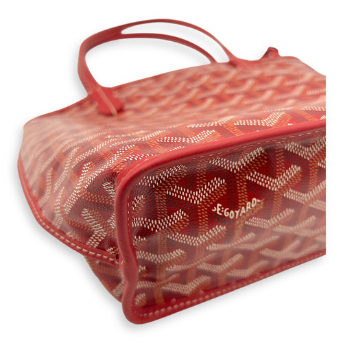 Goyard Anjou Tote Bag Mini Red in Coated Canvas, Silver hardware_11