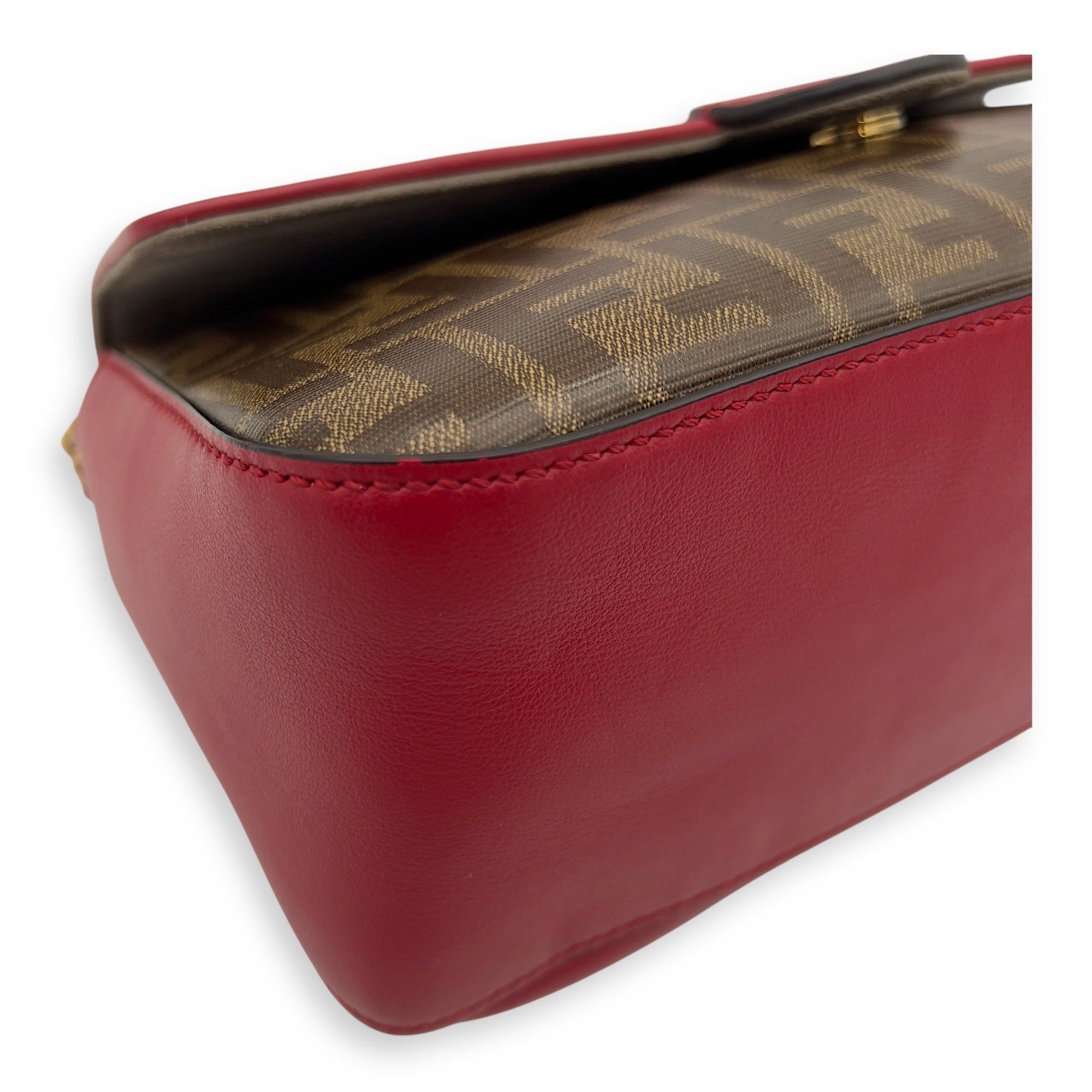Fendi Double F Shoulder Bag Brown in Coated Canvas, Gold hardware_7