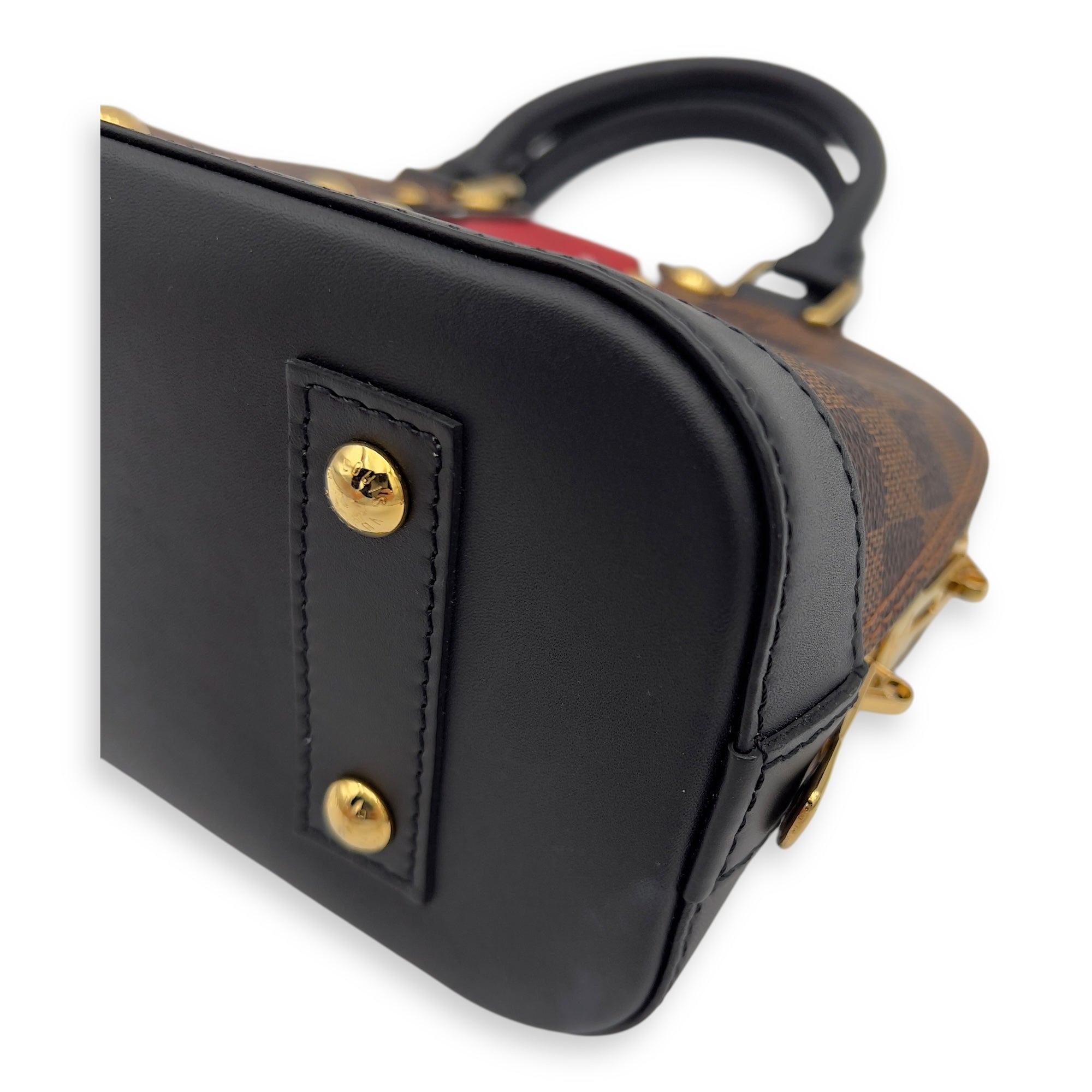 Louis Vuitton Karakoram Alma BB Damier Ebene Top Handle Bag in Coated Canvas, Gold hardware_11