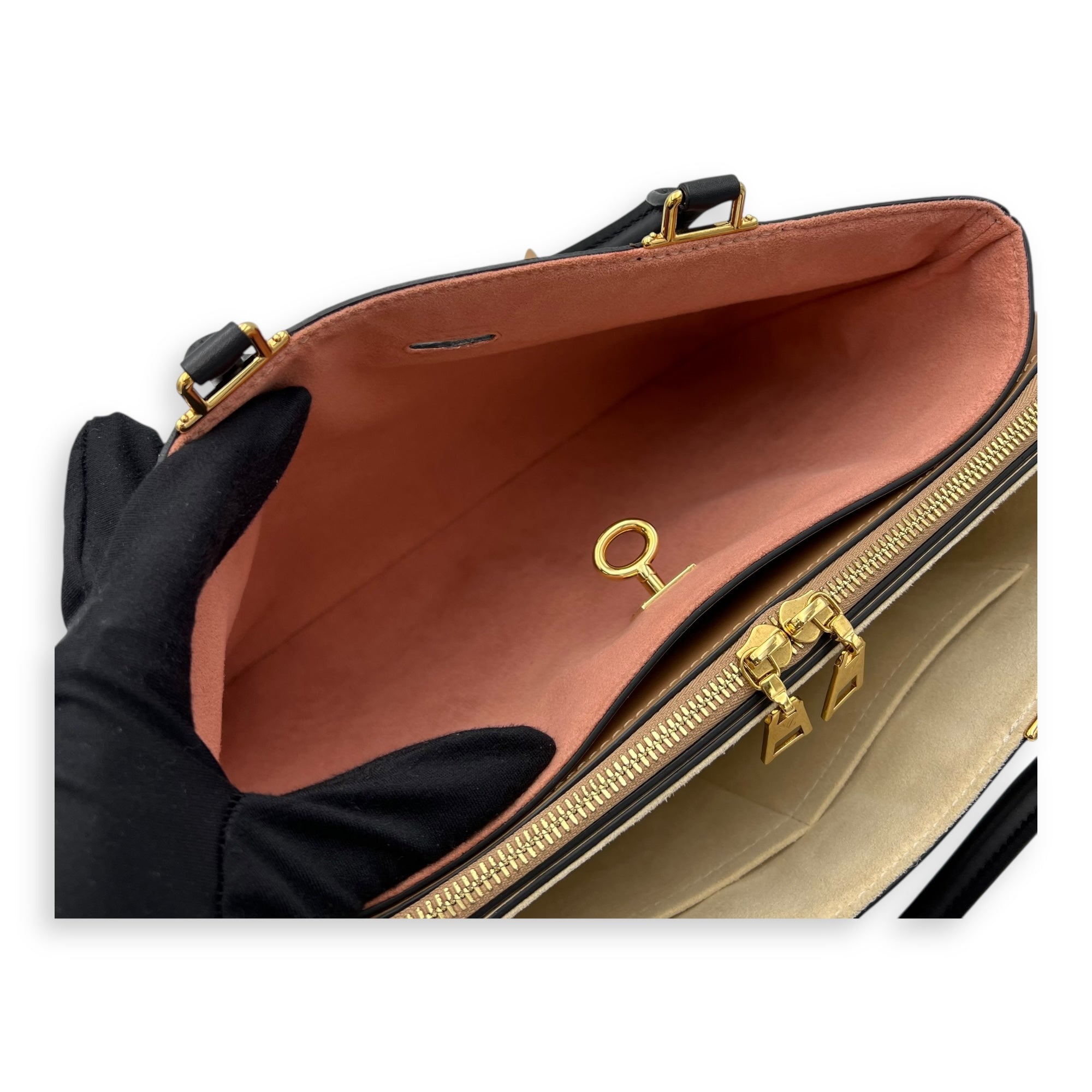 Louis Vuitton Millefeuille Top Handle Bag Brown in Monogram Coated Canvas, Gold hardware_9