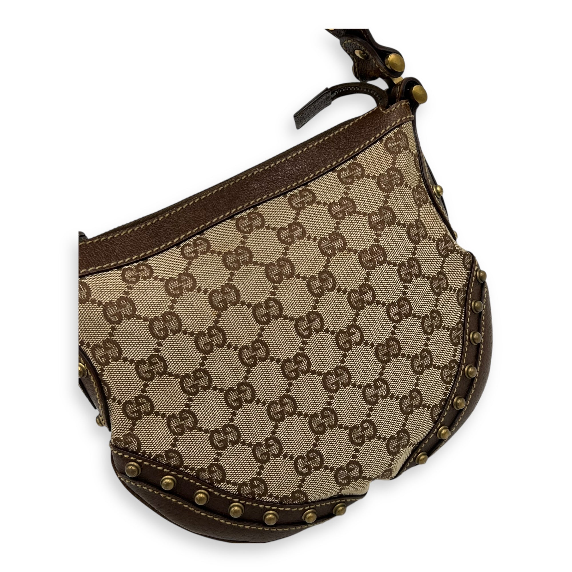 Gucci GG Top Handle Bag Brown in Canvas, Gold hardware_9