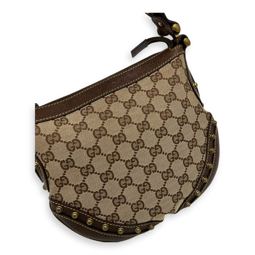 Gucci GG Top Handle Bag Brown in Canvas, Gold hardware_9