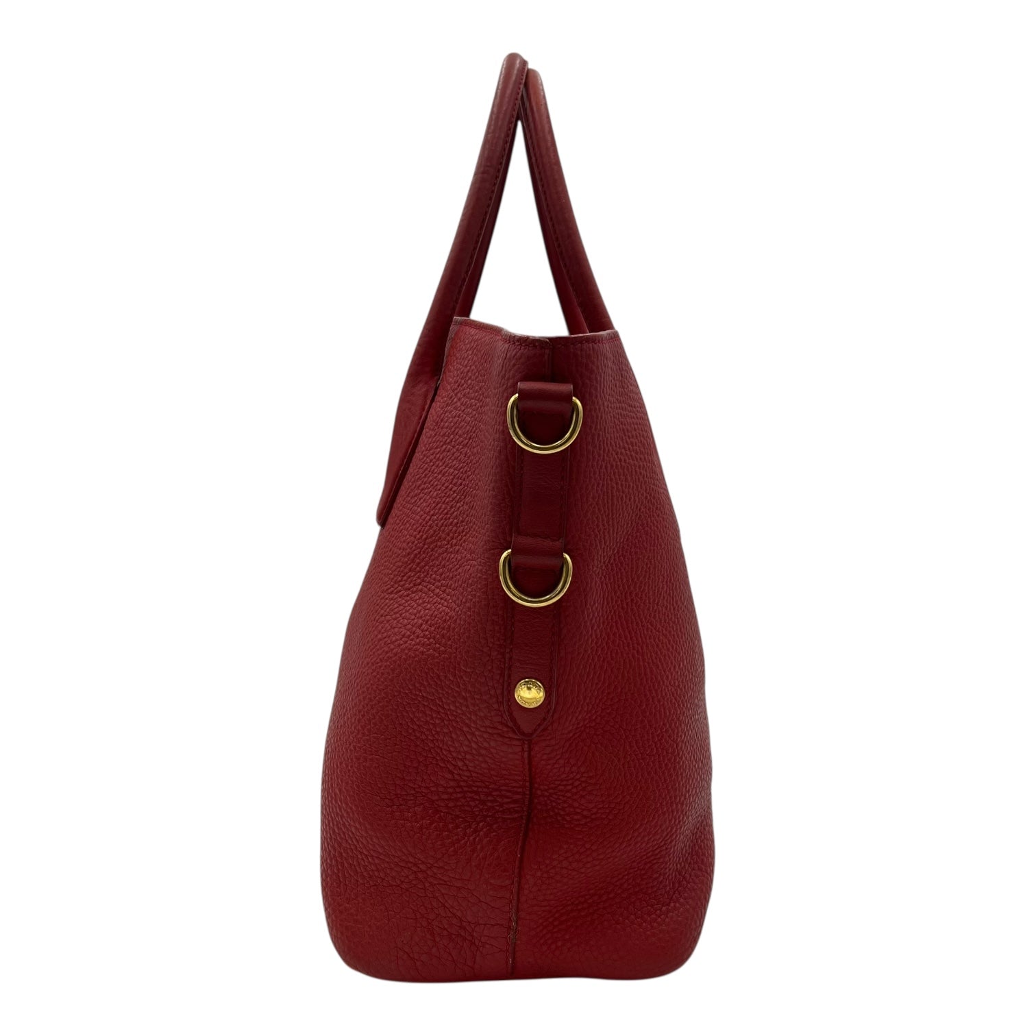Prada Logo Top Handle Bag Red in Calfskin, Gold hardware_4