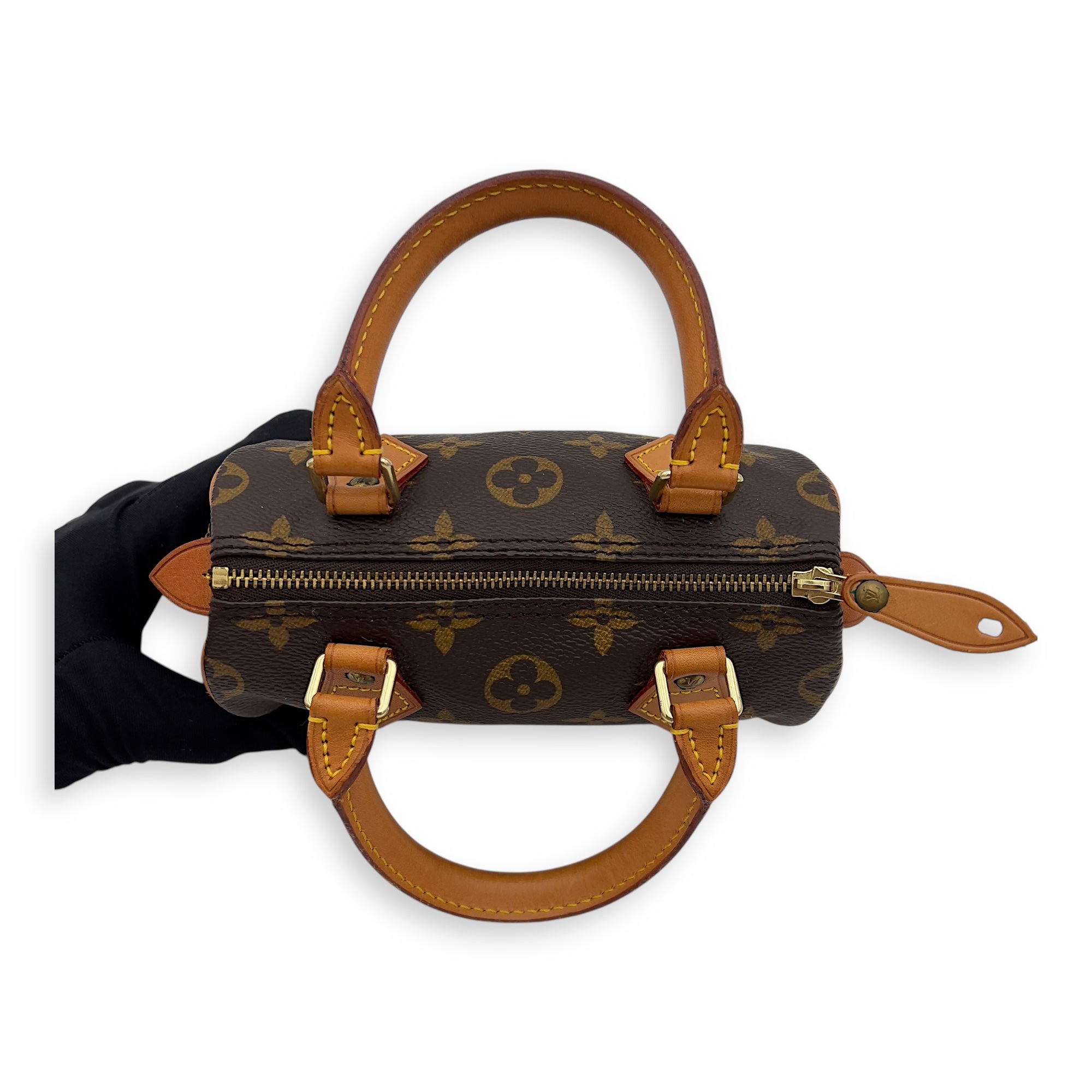 Louis Vuitton Speedy Top Handle Bag Nano Brown in Coated Canvas, Gold hardware_7
