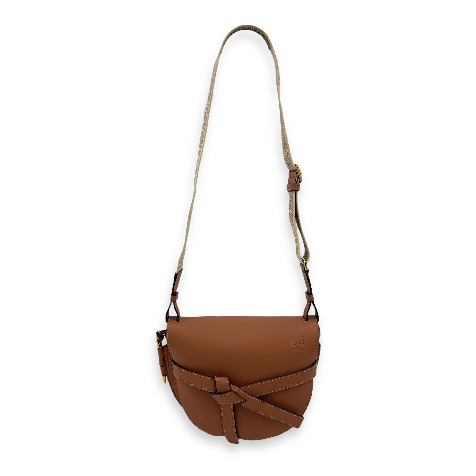 Loewe Gate Crossbody Bag Medium Brown in Calfskin, Gold hardware_7